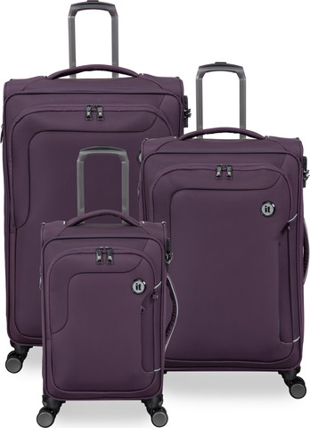 סט מזוודות בד קלות 3 יח' 30/25/20 מבית IT Luggage דגם TELEPORTED בצבע סגול שזיף